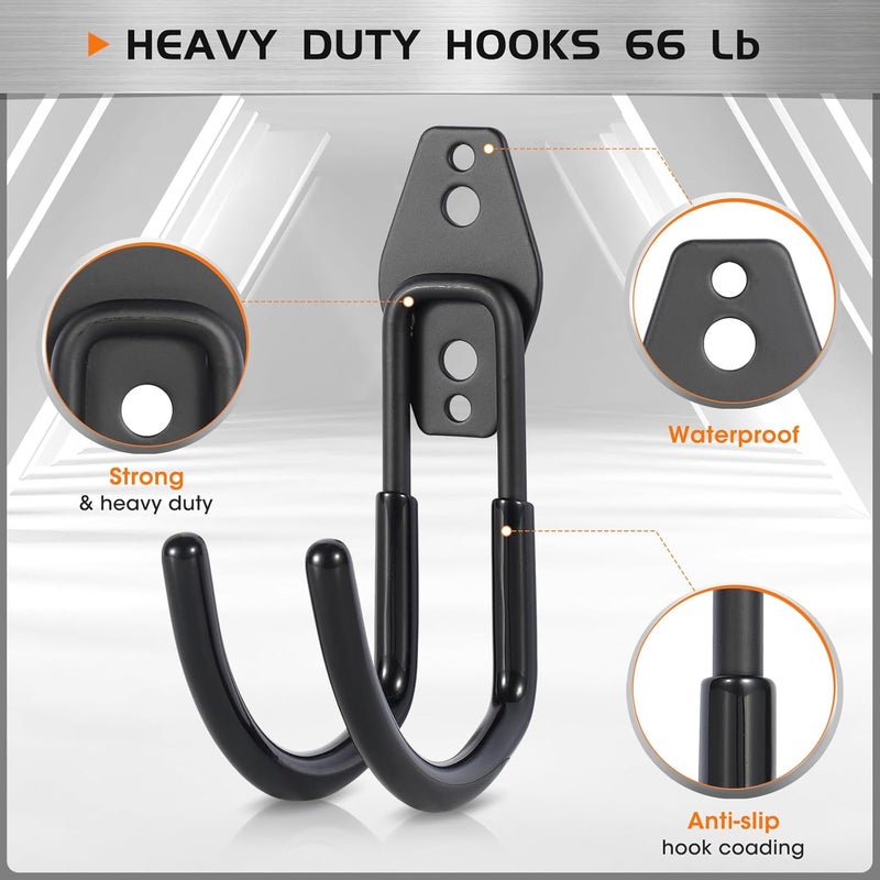 Pruite Hose Hanger Wall Mount 2 Pack,Heavy Duty Hose Holder with Screws Metal Hose Hangers for Outside,Hose Rack Suitable for Garage,Garden and Yard,Black - Image 4
